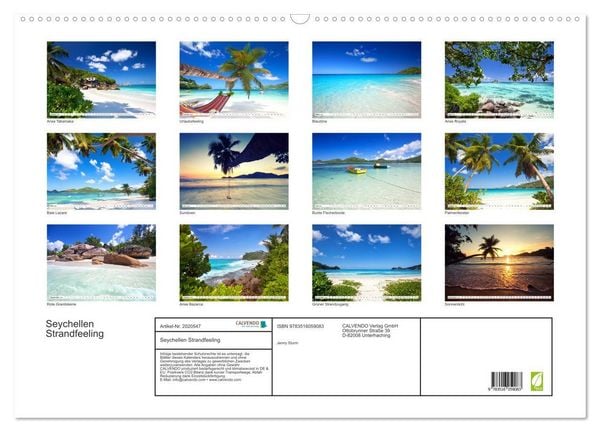 Produktbild: Seychellen Strandfeeling (Wandkalender 2026 DIN A2 quer), CALVENDO Monatskalender