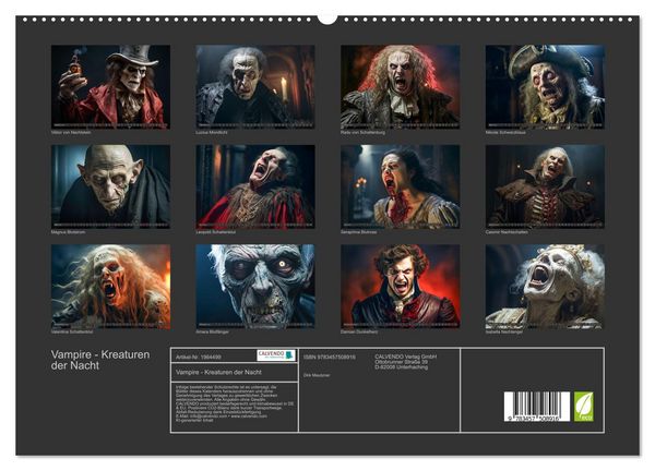 Produktbild: Vampire - Kreaturen der Nacht (hochwertiger Premium Wandkalender 2026 DIN A2 quer), Kunstdruck in Hochglanz