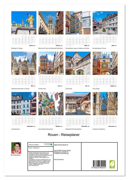 Produktbild: Rouen - Reiseplaner (hochwertiger Premium Wandkalender 2026 DIN A2 hoch), Kunstdruck in Hochglanz