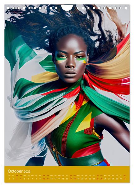 Produktbild: African beauties in a feather style (Wall Calendar 2026 DIN A4 portrait), CALVENDO 12 Month Wall Calendar