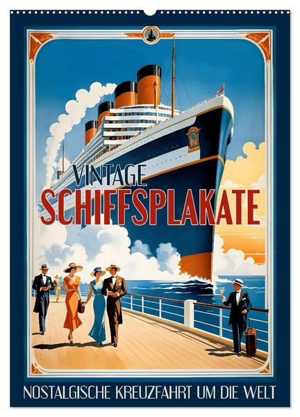 Vintage Schiffsplakate - nostalgische Kreuzfahrt um die Welt (Wandkalender 2026 DIN A2 hoch), CALVENDO Monatskalender