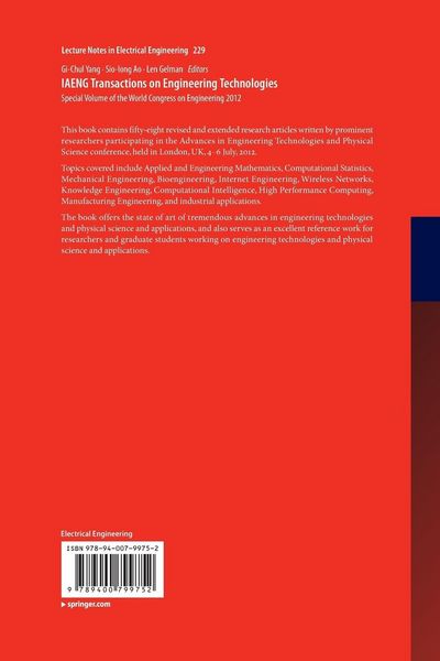 Produktbild: IAENG Transactions on Engineering Technologies