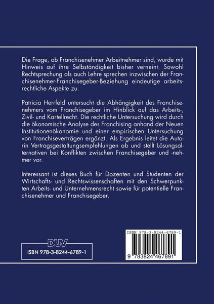 Produktbild: Die Abh&auml;ngigkeit des Franchisenehmers