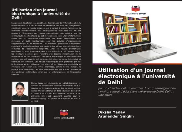 Produktbild: Utilisation d'un journal &eacute;lectronique &agrave; l'universit&eacute; de Delhi