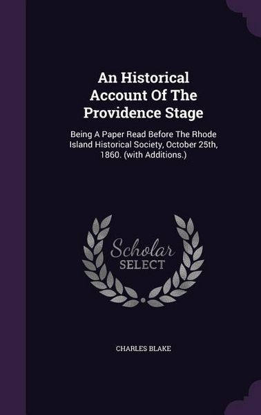 Produktbild: An Historical Account Of The Providence Stage