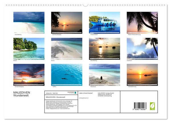 Produktbild: MALEDIVEN Wunderwelt (hochwertiger Premium Wandkalender 2026 DIN A2 quer), Kunstdruck in Hochglanz