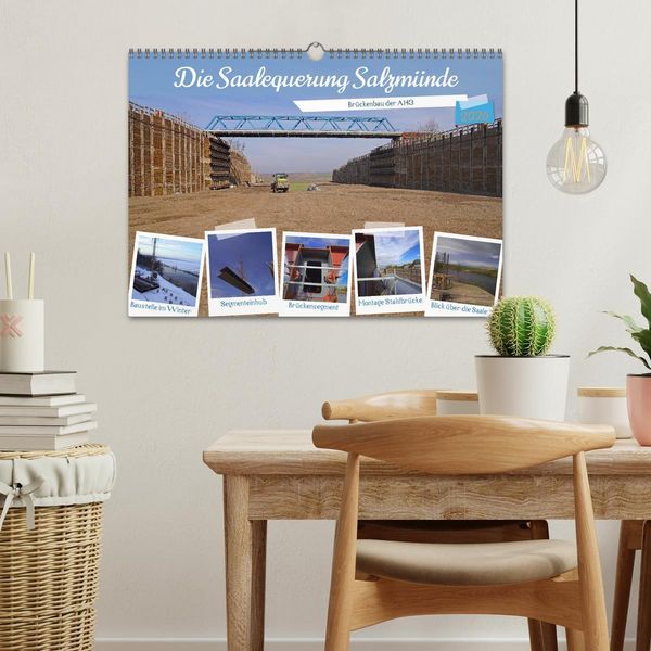 Produktbild: Die Saalequerung Salzm&uuml;nde &ndash; Br&uuml;ckenbau der A143 (Wandkalender 2026 DIN A3 quer), CALVENDO Monatskalender
