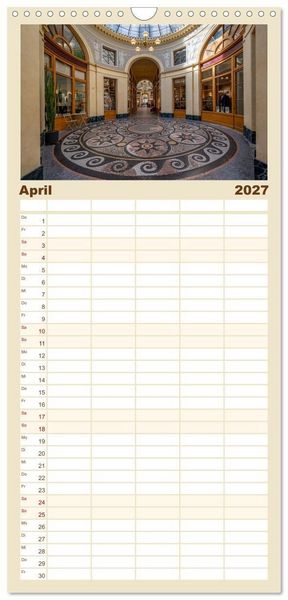 Produktbild: Familienplaner 2027 - Verborgene Passagen von Paris mit 5 Spalten (Wandkalender, 21 x 45 cm) CALVENDO