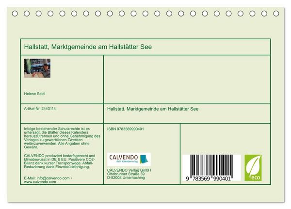 Produktbild: Hallstatt, Marktgemeinde am Hallst&auml;tter See (Tischkalender 2027 DIN A5 quer), CALVENDO Monatskalender