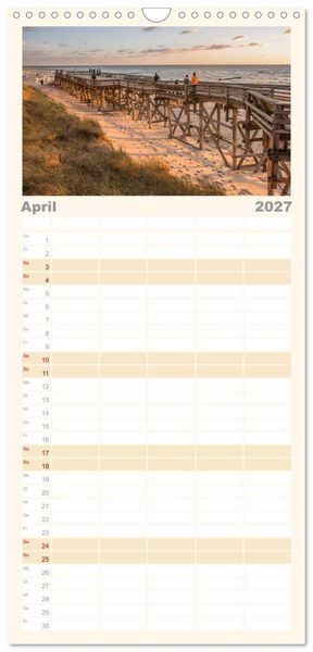 Produktbild: Familienplaner 2027 - Nordsee Insel Sylt mit 5 Spalten (Wandkalender, 21 x 45 cm) CALVENDO