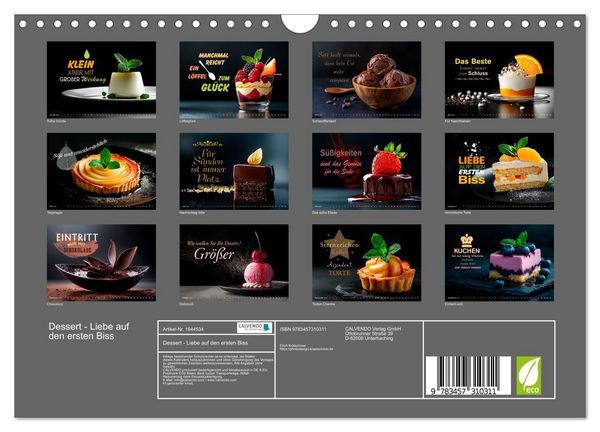 Produktbild: Dessert - Liebe auf den ersten Biss (Wandkalender 2026 DIN A4 quer), CALVENDO Monatskalender