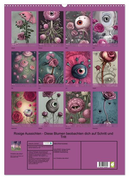 Produktbild: Rosige Aussichten - Diese Blumen beobachten dich auf Schritt und Tritt (Wandkalender 2026 DIN A2 hoch), CALVENDO Monatskalender