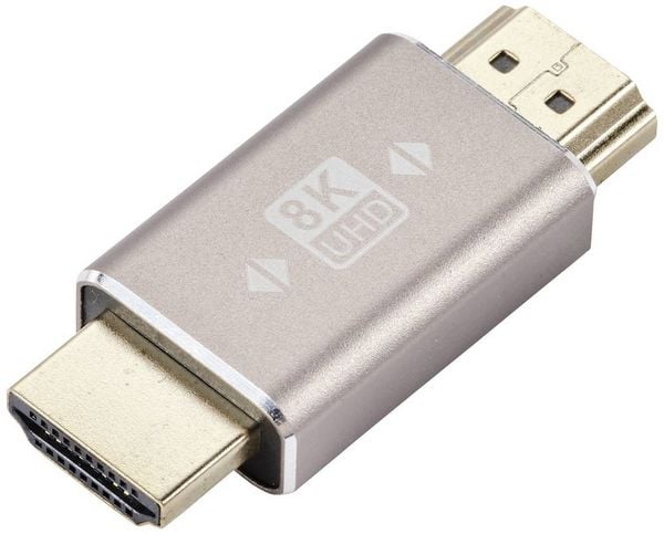 Produktbild: SpeaKa Professional SP-11301996 HDMI Adapter [1x HDMI-Stecker - 1x HDMI-Stecker] Grau UHD 8K @ 60 Hz, UHD 4K @ 120 Hz Stecker 180&deg; gedreht