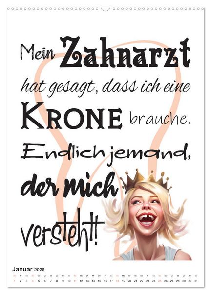 Produktbild: Zahnarztspr&uuml;che (Wandkalender 2026 DIN A2 hoch), CALVENDO Monatskalender