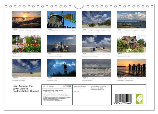 Produktbild: Insel Amrum - Ein Juwel unterm norddeutschen Himmel (Wandkalender 2026 DIN A4 quer), CALVENDO Monatskalender