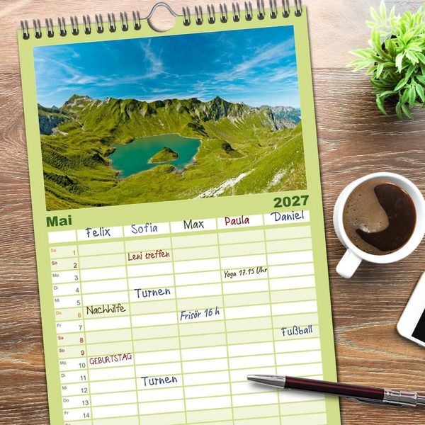 Produktbild: Familienplaner 2027 - Allg&auml;uer Alpen 2027 mit 5 Spalten (Wandkalender, 21 x 45 cm) CALVENDO