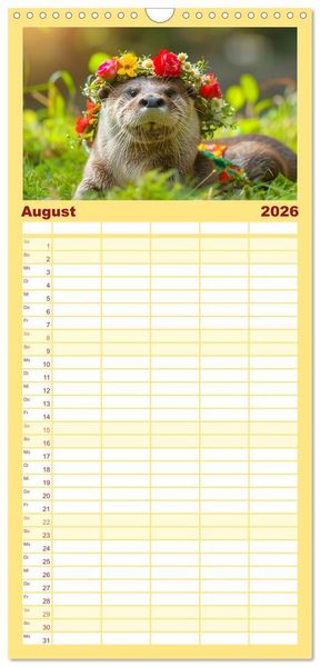 Produktbild: Familienplaner 2026 - Modische Welle im Fischotter-Land. Charme und Stil mit 5 Spalten (Wandkalender, 21 x 45 cm) CALVENDO