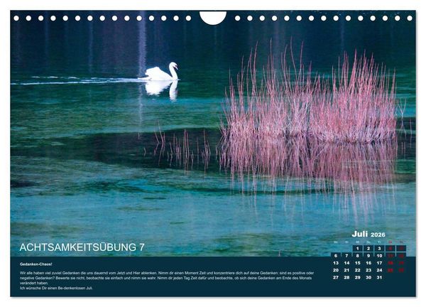 Produktbild: Achtsamkeit, 12 &Uuml;bungen zu mehr Achtsamkeit. (Wandkalender 2026 DIN A4 quer), CALVENDO Monatskalender