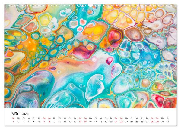 Produktbild: Acrylic Pouring - Faszinierende Farben und Formen (hochwertiger Premium Wandkalender 2026 DIN A2 quer), Kunstdruck in Hochglanz