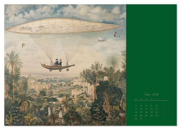 Produktbild: Mit KI durch die Epochen und L&uuml;fte (Wandkalender 2026 DIN A3 quer), CALVENDO Monatskalender