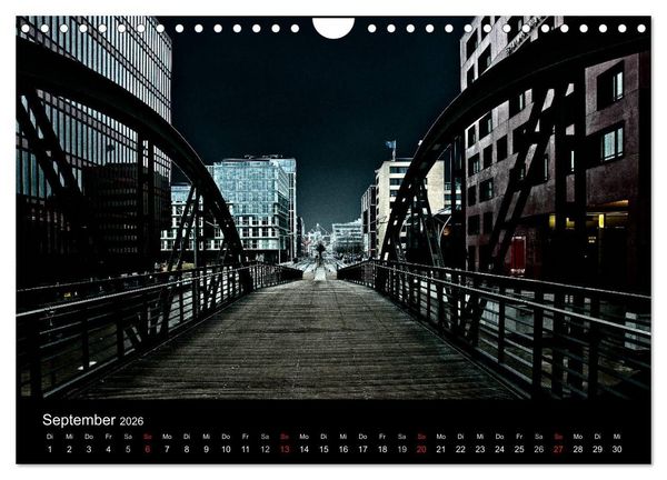 Produktbild: hamburg - night views (Wandkalender 2026 DIN A4 quer), CALVENDO Monatskalender