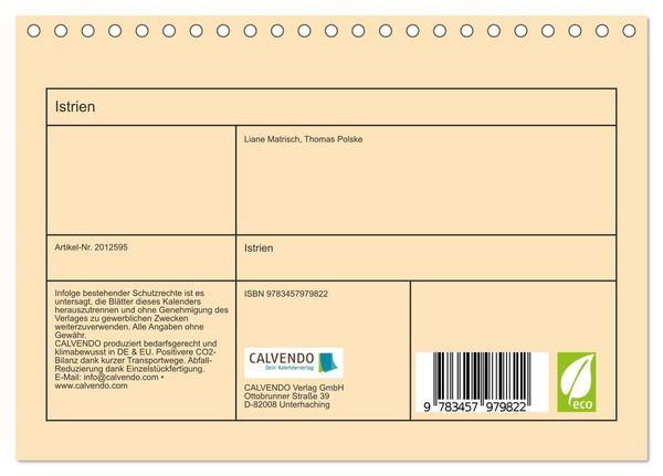 Produktbild: Istrien (Tischkalender 2026 DIN A5 quer), CALVENDO Monatskalender