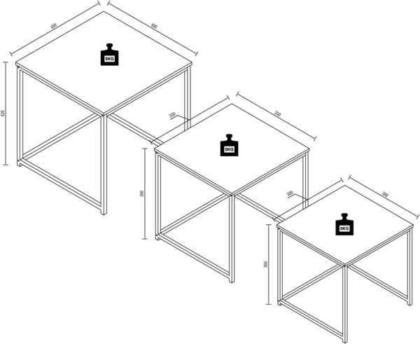 Produktbild: 3-tlg. Set Beistelltisch Couchtisch Sofatisch