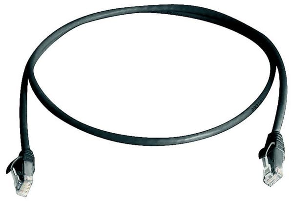 Produktbild: Teleg&auml;rtner 100008582 RJ45 Patchkabel CAT 5e 3.0 m Schwarz Flammwidrig, mit Knickschutzt&uuml;lle 1 St.