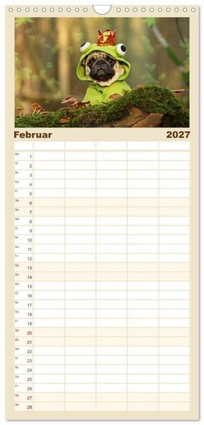 Produktbild: Familienplaner 2027 - Lustige M&ouml;pse aus der Hundeknipserei mit 5 Spalten (Wandkalender, 21 x 45 cm) CALVENDO