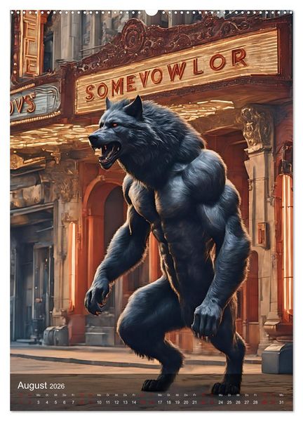 Produktbild: Werw&ouml;lfe - mystischer Mond (hochwertiger Premium Wandkalender 2026 DIN A2 hoch), Kunstdruck in Hochglanz