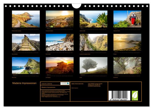 Produktbild: Madeira Impressionen (Wandkalender 2026 DIN A4 quer), CALVENDO Monatskalender