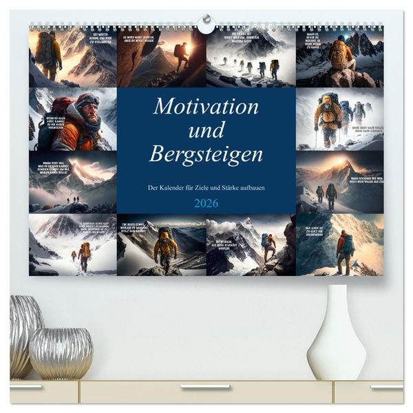 Motivation und Bergsteigen (hochwertiger Premium Wandkalender 2026 DIN A2 quer), Kunstdruck in Hochglanz