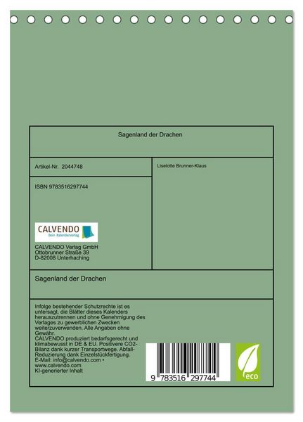 Produktbild: Sagenland der Drachen (Tischkalender 2026 DIN A5 hoch), CALVENDO Monatskalender