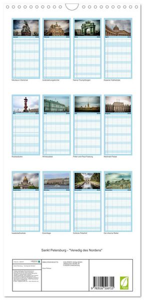 Produktbild: Familienplaner 2026 - Sankt Petersburg - "Venedig des Nordens" mit 5 Spalten (Wandkalender, 21 x 45 cm) CALVENDO