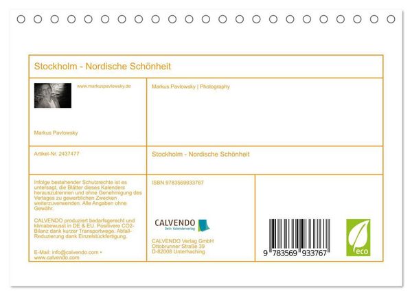 Produktbild: Stockholm - Nordische Sch&ouml;nheit (Tischkalender 2027 DIN A5 quer), CALVENDO Monatskalender
