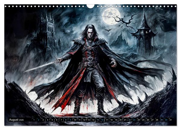 Produktbild: Finsternis der Vampire - Mystischer d&uuml;sterer Fantasy Kalender (Wandkalender 2026 DIN A3 quer), CALVENDO Monatskalender