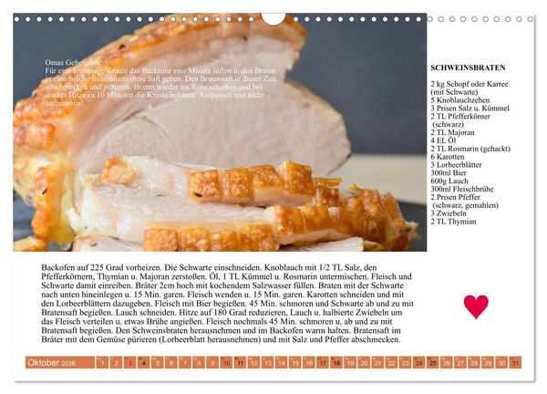 Produktbild: &Ouml;sterreichische Hauptgerichte. K&uuml;chenkalender mit den Klassikern! (Wandkalender 2026 DIN A3 quer), CALVENDO Monatskalender