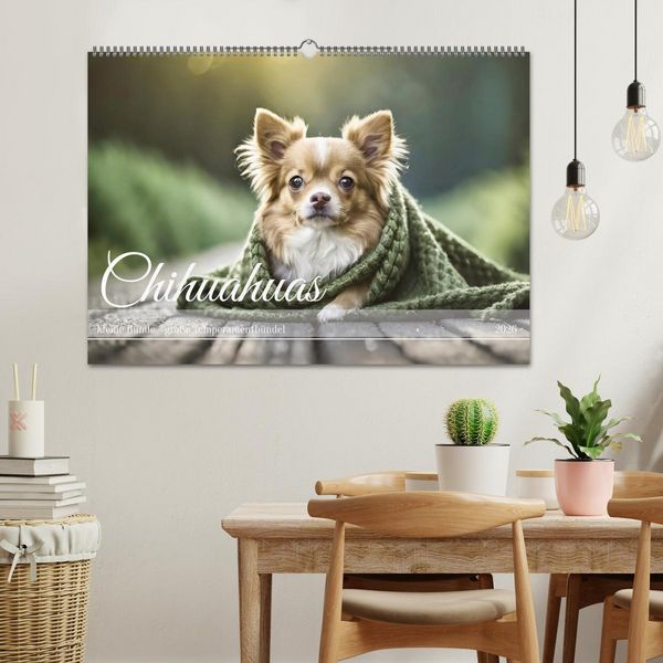 Produktbild: Chihuahuas - Kleine Hunde - gro&szlig;e Temperamentb&uuml;ndel (Wandkalender 2026 DIN A2 quer), CALVENDO Monatskalender