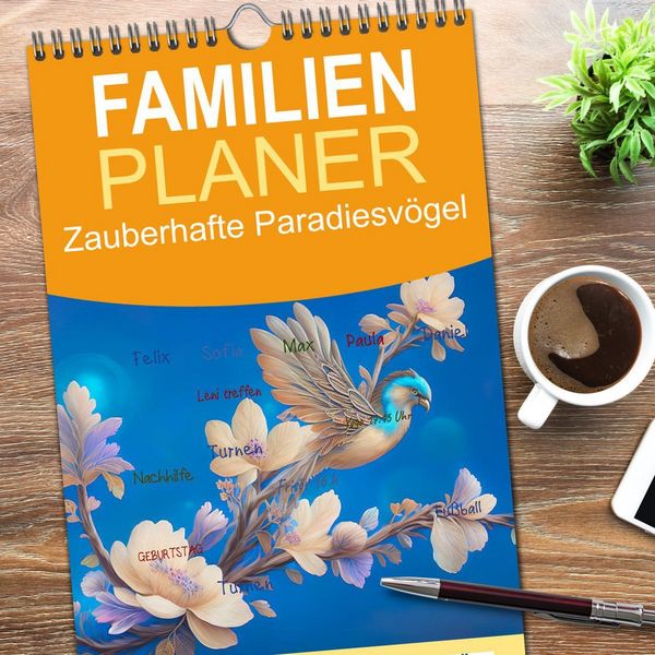 Produktbild: Familienplaner 2026 - Zauberhafte Paradiesv&ouml;gel mit 5 Spalten (Wandkalender, 21 x 45 cm) CALVENDO
