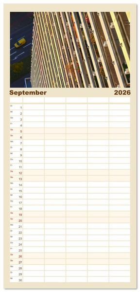 Produktbild: Familienplaner 2026 - Von K&ouml;lner D&auml;chern mit 5 Spalten (Wandkalender, 21 x 45 cm) CALVENDO