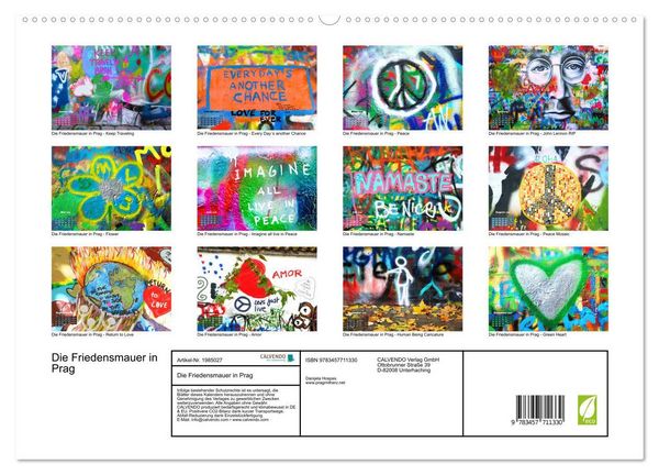 Produktbild: Die Friedensmauer in Prag (hochwertiger Premium Wandkalender 2026 DIN A2 quer), Kunstdruck in Hochglanz