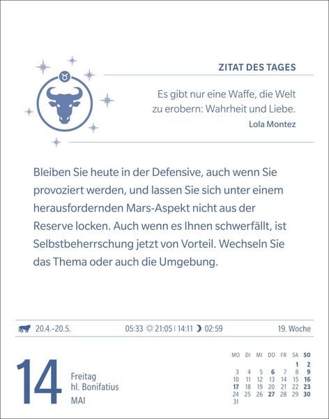 Produktbild: Stier Sternzeichenkalender 2027 - Tagesabrei&szlig;kalender - Ihr Horoskop f&uuml;r jeden Tag