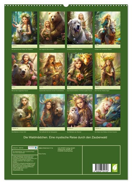Produktbild: Die Waldm&auml;dchen. Eine mystische Reise durch den Zauberwald (hochwertiger Premium Wandkalender 2026 DIN A2 hoch), Kunstdruck in Hochglanz