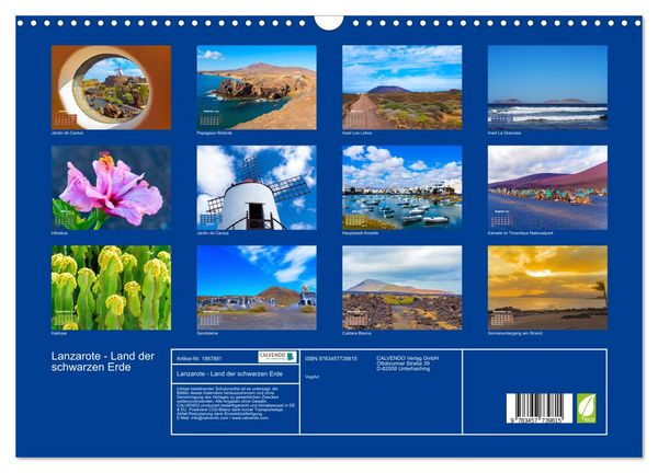 Produktbild: Lanzarote - Land der schwarzen Erde (Wandkalender 2026 DIN A3 quer), CALVENDO Monatskalender
