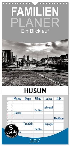 Produktbild: Familienplaner 2027 - Ein Blick auf Husum mit 5 Spalten (Wandkalender, 21 x 45 cm) CALVENDO