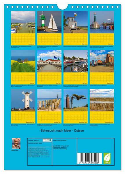 Produktbild: Sehnsucht nach Meer - Ostsee (Wandkalender 2026 DIN A4 hoch), CALVENDO Monatskalender