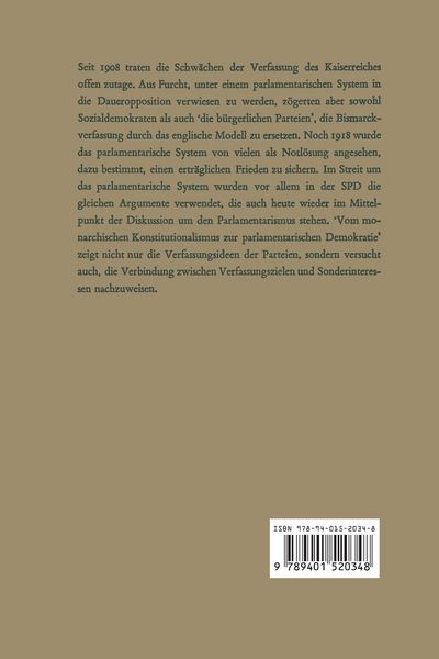 Produktbild: Von Monarchischen Konstitutionalismus Zur Parlamentarischen Demokratie
