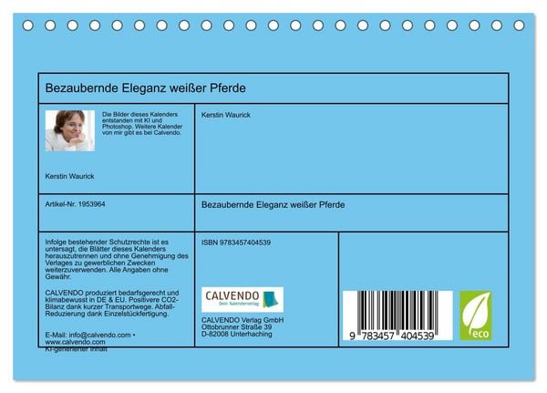 Produktbild: Bezaubernde Eleganz wei&szlig;er Pferde (Tischkalender 2026 DIN A5 quer), CALVENDO Monatskalender