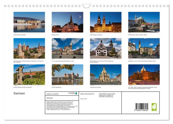 Produktbild: Sachsen (Wandkalender 2026 DIN A3 quer), CALVENDO Monatskalender