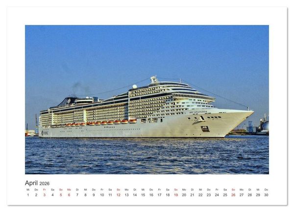 Produktbild: Kreuzfahrtschiffe Kurs Hamburg 2026 (Wandkalender 2026 DIN A3 quer), CALVENDO Monatskalender